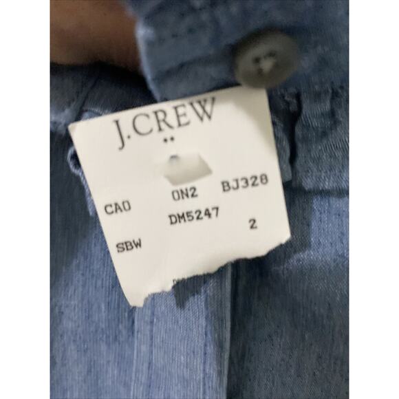 J Crew Shirt Women Sz 2 Blue Denim Button Blouse Ruffle Romantic Southwest Boho - Picture 5 of 7